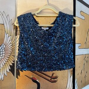 dELiA*s Navy Sequin Crop Top